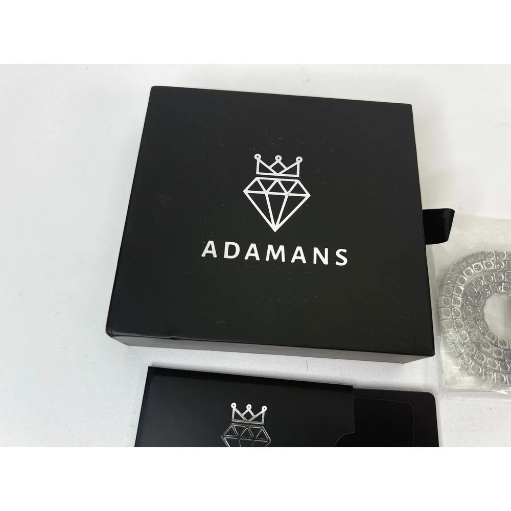Adamans 5mm‎ Tennis Chain & Bracelet White Gold Plated Mens Jewelry Gift Box